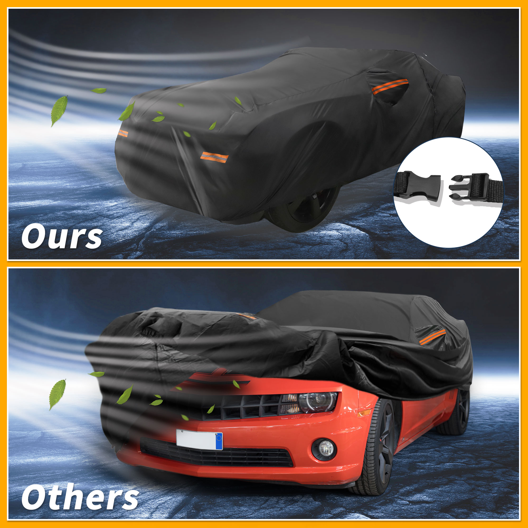 Unique Bargains Durable Waterproof Car Cover Black for Chevrolet Camaro