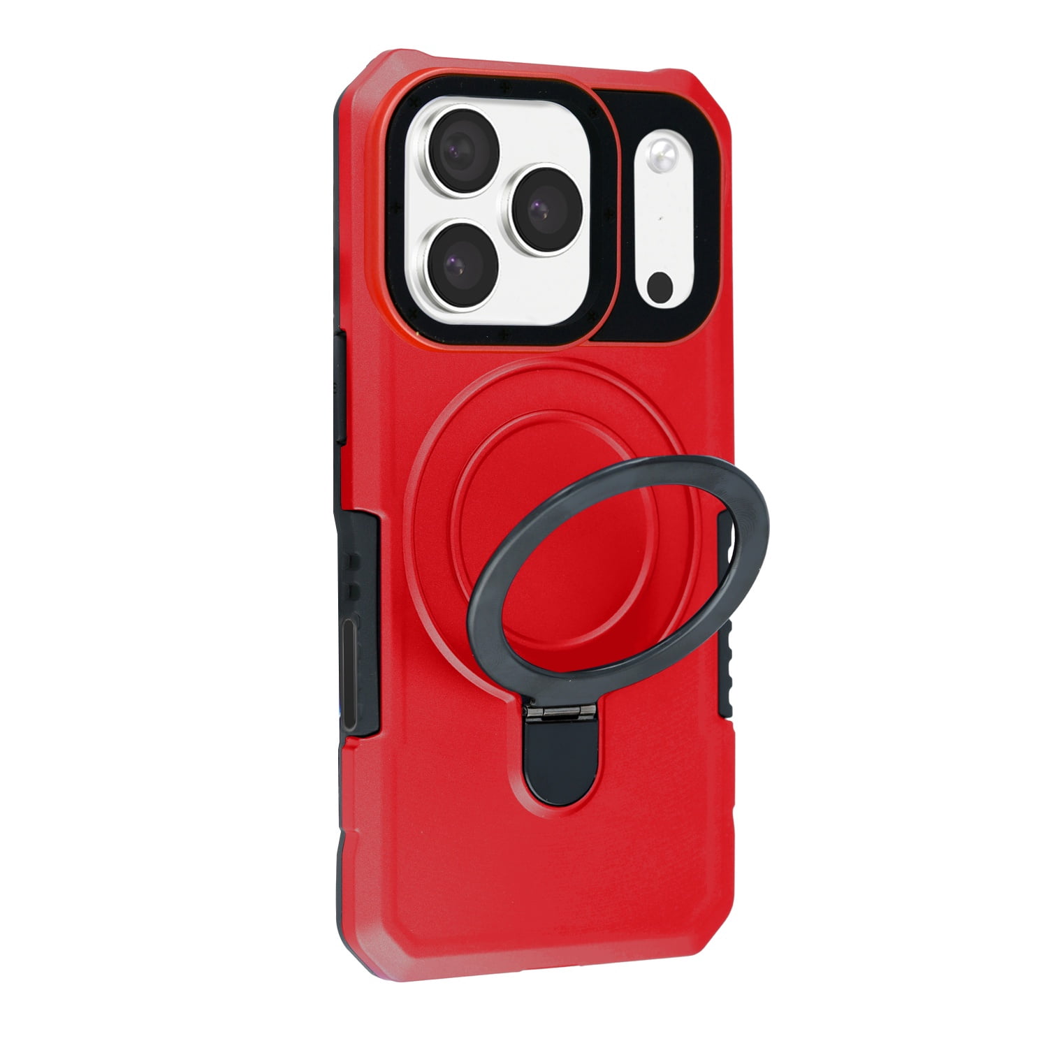 Ring Holder Kickstand Shockproof Case for iPhone 17 Pro Max - Red