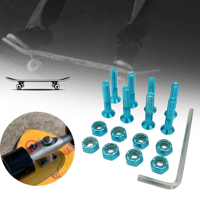 8 piezas de tornillos de acero al carbono para monopatín Longboard Skateboard Truck Wheels Repair azul Cola tornillos para patineta