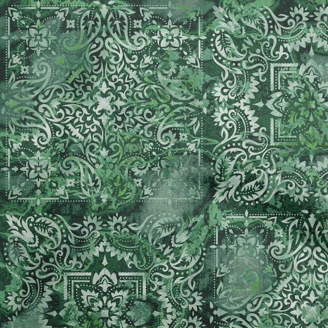 oneOone Rayon Dark Green Fabric Asian Sewing Material Print Fabric By The Yard 56 Inch Wide