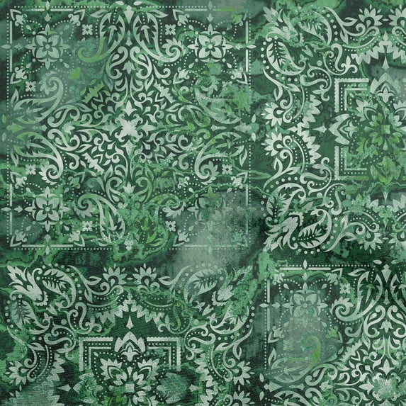 oneOone Cotton Cambric Dark Green Fabric Asian Dress Material Fabric Print Fabric By The Yard 42 Inch Wide