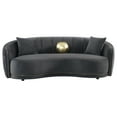 thumbnail image 3 of Brookside Velvet Upholstered Curved Sofa Dark Grey, 3 of 12
