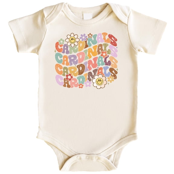 Olive Loves Apple Groovy Cardinals School Spirit Shirt for Game Day Apparel for Adults and Kids Natural Bodysuit Newborn