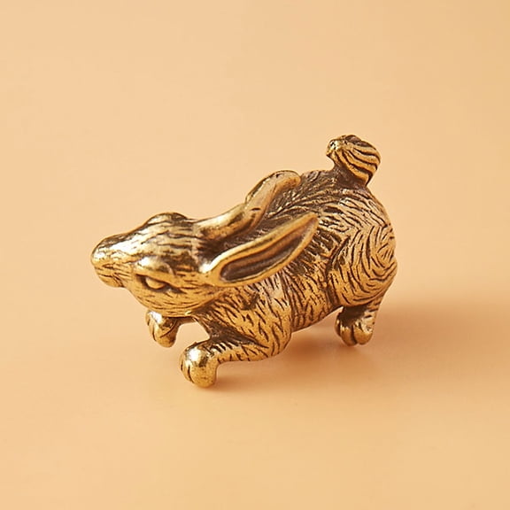 OUNONA 2pcs Retro Brass Bunny Statues Cute Animal Figurines Home Decor Bookshelves rabbit statue Desks Brass Bunny ornament indoor decor