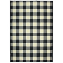 Moretti Parker Area Rug 1932K Black Plaid Country 5' 3" x  7' 6" Rectangle