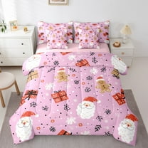 Castle Fairy Children Santa Claus 7-Piece Twin Bedding Sets,Gingerbread Man Bedding Comforter Set,Merry Christmas Breathable Sheet Sets,Ultra Soft Home Decor