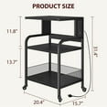 thumbnail image 3 of EDTara Industrial 3-Tier Rolling Printer Cart, Gray Printer Stand with Power Outlets, USB Charging, Adjustable Storage Shelf & Metal Frame, 3 of 8