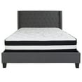 thumbnail image 4 of BizChair Queen Size Tufted Upholstered Platform Bed with Accent Nail Trimmed Extended Sides in Dark Gray Fabric with Mattress, 4 of 5