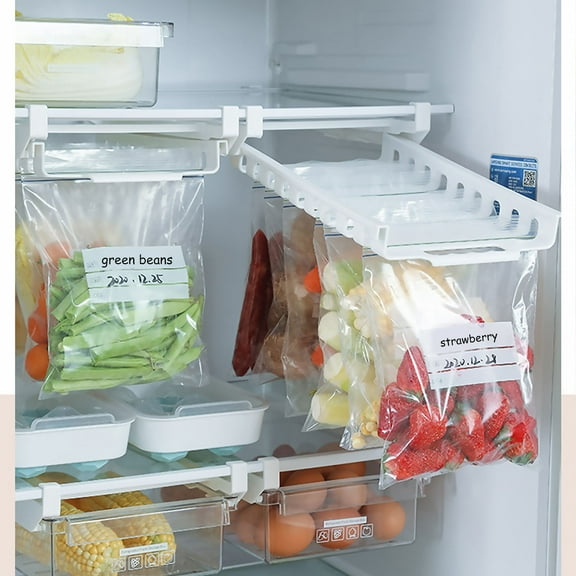 GOOHOCHY 10pcs Food Sealed Bags with Storage Rack Hanger Drawer Refrigerator Accessories