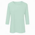 thumbnail image 4 of Towmus Womens Tops 3/4 Sleeve Solid Color Crew Neck T Shirt Oversized Casual Women Blouse Business Work Summer Dresses S-3XL Under $6, 4 of 6