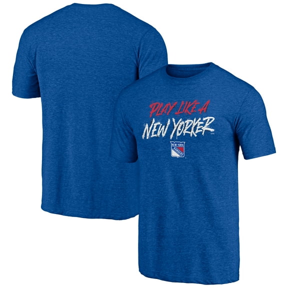 Men's  Blue New York Rangers Shoot to Score Tri-Blend T-Shirt