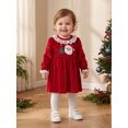thumbnail image 3 of RUINIXCW Toddler Baby Girl Christmas Dress Cute Long Sleeve Embroidered Velvet Dress, 3 of 7