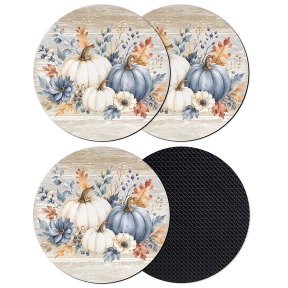 Thanksgiving Pumpkins Coasters Set of 4, Absorbent Coasters for Drinks, Fall Botanical Floral Vintage Autumn Coaster for Desk Coffee Table Protection, Home Decor House Warming Gifts 4"