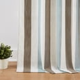 thumbnail image 2 of Flowpartex Linen Textured Stripe Curtains Brown and Aqua Farmhouse Striped Curtains Light Filtering Window Drapes for Bedroom Living Room,Rod Pocket Back Tab 40"X63"2 Panels, 2 of 5
