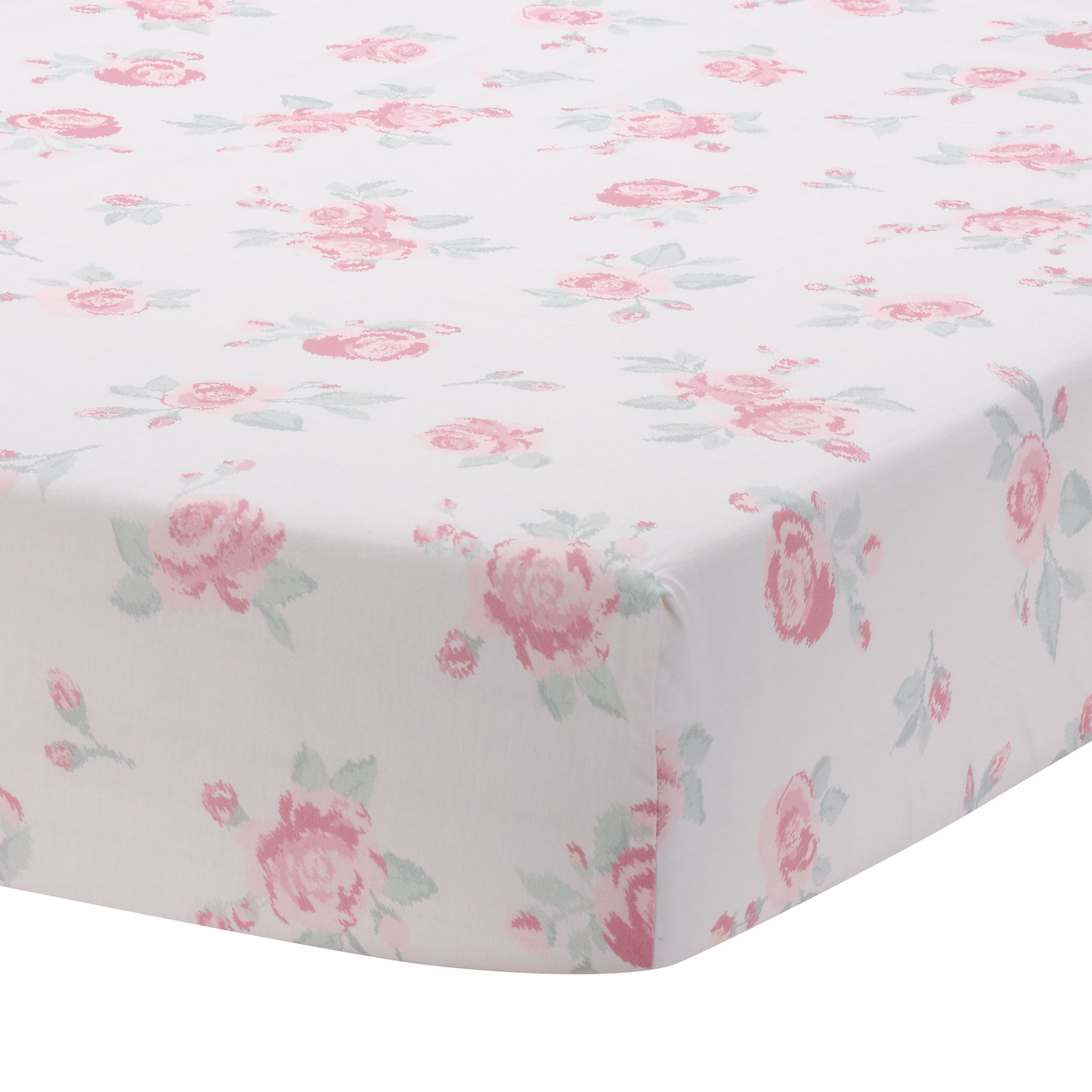 Lambs & Ivy Coquette Floral Pink Bows Aesthetic 3-Piece Baby Crib Bedding Set