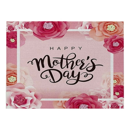 

Krqap Great Mother Gifts Mother S Day Cotton And Linen Placemat Love Series Non-Slip Insulation Pad