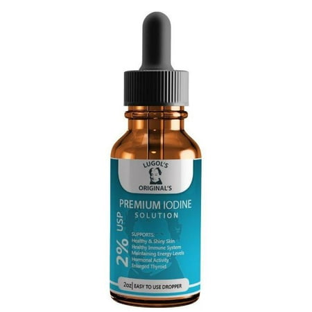 2% Lugols Iodine Solution Drops Thyroid Support Supplement 2oz