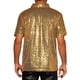 thumbnail image 3 of Polo con lentejuelas INSPIRE CHIC para hombres, camisetas brillantes de golf de manga corta para fiestas en el club, 2XL dorado, 3 of 6