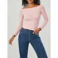 thumbnail image 5 of Yunliwuli Womenacute;s Off Shoulder Crop Tops Long Sleeve Solid Color Slim Fit T-Shirts Dressy Blouses, 5 of 10