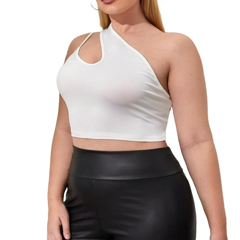 Plus size white one shoulder top hotsell
