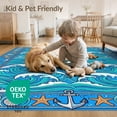 thumbnail image 4 of ODIKA 5'x7' Washable Area Rug Bathroom Aesthetic Repeating Wave Nautical Ocean Funky Theme for Small Living Room, Bedroom, Easy Care, Non-Shedding, Pet Friendly, 4 of 7