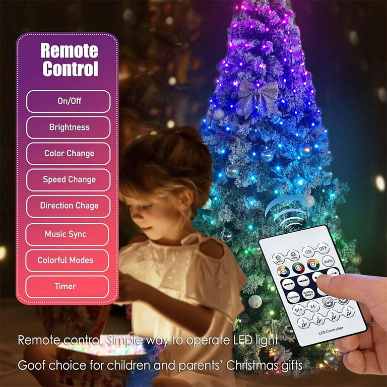 Christmas Tree Outdoor String Lights Bluetooth Remote Control Xmas Tree  Decor