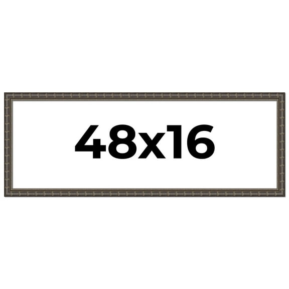 48x16 Frame Black Bamboo Solid Wood Picture Frame Width 1.5 Inches | Interior Frame Depth 0.5