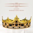 thumbnail image 2 of Crown CIEHER King para hombre, corona negra barroca vintage de cristal, 2 of 8
