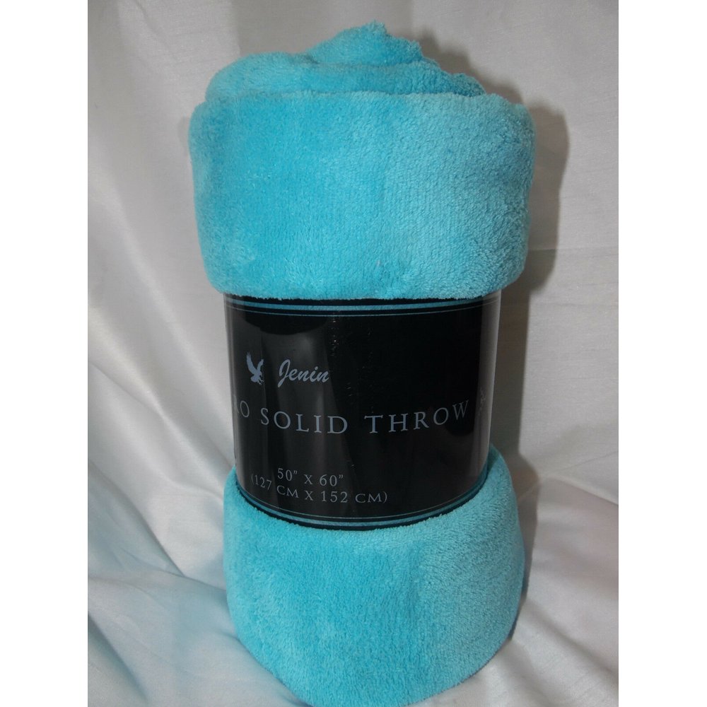 1 TURQUOISE BLUE Solid Soft Warm Versatile Small Throw Lightweight