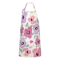 Pioneer Flower Floral Print Pattern Apron-Garden Aprons for Women with Pockets-Cotton Linen Waterproof Kitchen Cooking Gardening Aprons Adjustable for Kitchen,Cooking,BBQ and Salon 33x27 Inch
