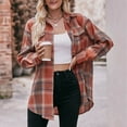 thumbnail image 4 of Women's Casual Loose Plaid Printed Shacket Lapel Button up Irrational Hem Coats 2024 Fall Winter Fashion Workout Jackets, 4 of 5