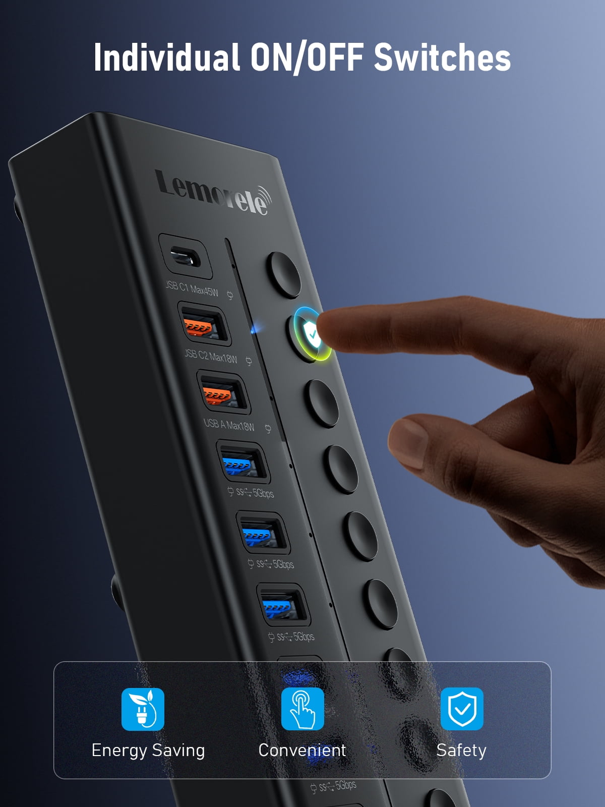 Clearance Sale!!! Lemorele 10 in 1 USB 3.0 Hub USB C Charging Ports 5Gbps Fast Charging for Windows MacOS