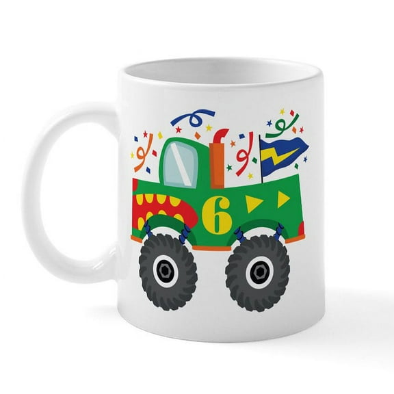 CafePress - 6Th Birthday Monster Truck Mug - 11 oz Ceramic Mug - Novelty Coffee Tea Cup