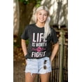 thumbnail image 4 of Life is Worth the Fight Breast Cancer Women's Plus Size Graphic Tee Brisco Brands 2X, 4 of 5