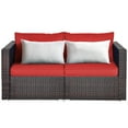 thumbnail image 5 of Patiojoy 2-Piece Patio Wicker Corner Sofa Set Rattan Loveseat with Removable Cushions Red, 5 of 7