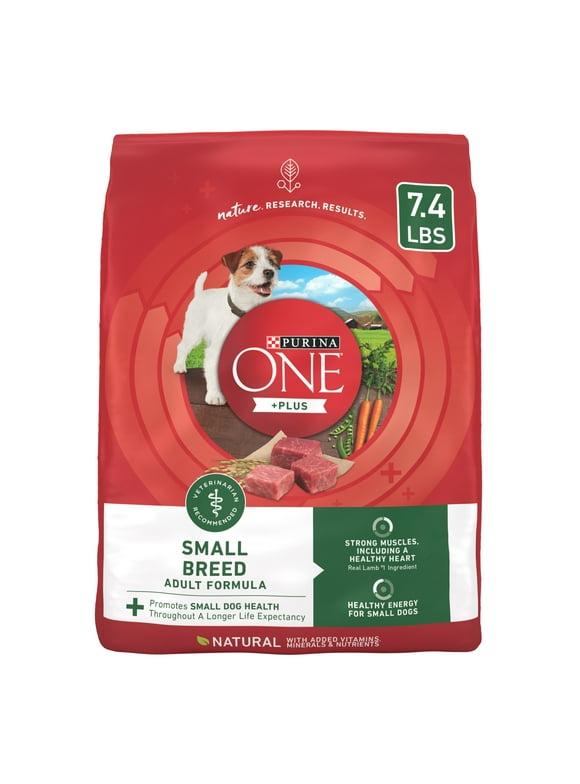 Purina ONE Plus Adult Dry Dog Food for Small Breeds, Lamb and Rice Formula, 7.4 lb Bag