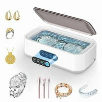 Ultrasonic Jewelry Cleaner, 48KHz Ultrasonic Cleaner Machine for Jewelry, Eyeglasses, Rings, Watch Strap, Dentures- Dual Cleaning Modes, 304 Stainless Steel Tank