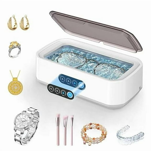 Ultrasonic Jewelry Cleaner, 48KHz Ultrasonic Cleaner Machine for Jewelry, Eyeglasses, Rings, Watch Strap, Dentures- Dual Cleaning Modes, 304 Stainless Steel Tank