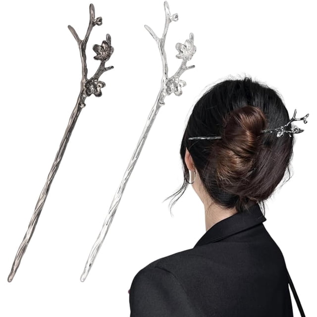 WeiHuan Toys Store Horquilla para el Cabello Retro Vintage Horquillas para el Cabello Largo Palillos para el Cabello Palillos para el Cabello Chinos para moños 2 Piezas Horquilla de Metal para el Cabe