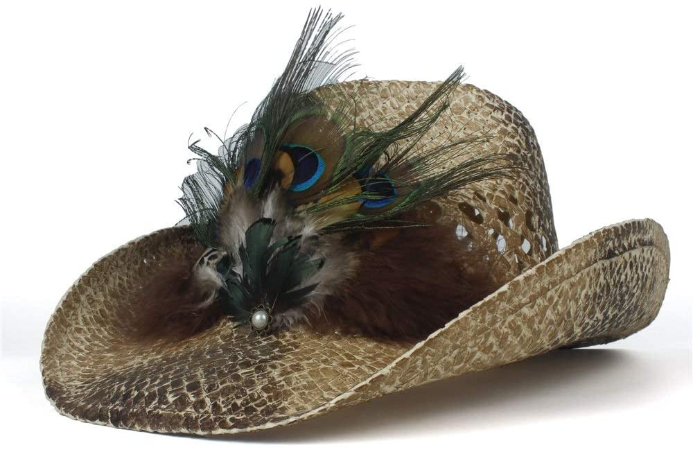 Women Straw Hollow Western Cowboy Hat 