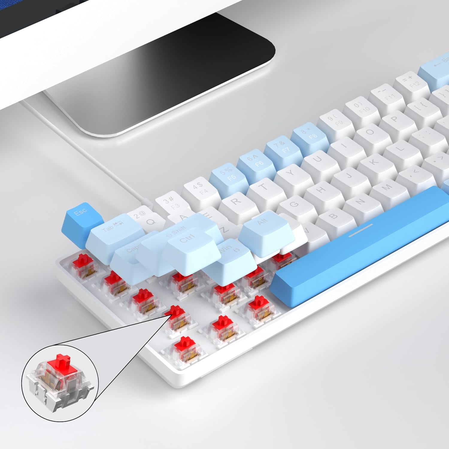 MageGee Portable 60% Mechanical Gaming Keyboard, Mk-Box LED Backlit Compact 68 Keys Mini Wired Office Keyboard with Red Switch for Windows Laptop PC Mac - Black/Grey
