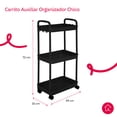 thumbnail image 2 of Carrito Auxiliar Organizador Multiusos Almacenaje 3 Niveles Negro, 2 of 5