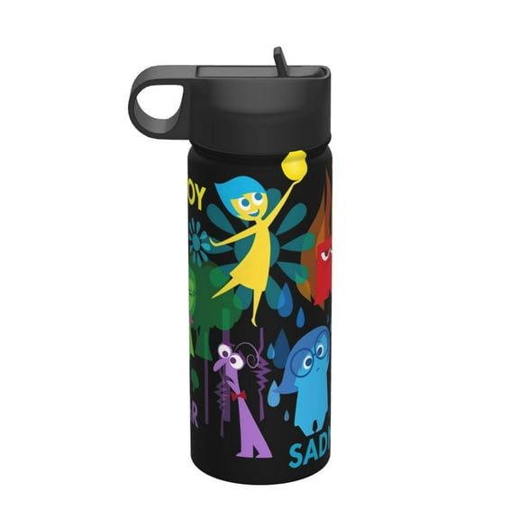 Saiise inside out 2 Print Insulated Water Bottle with Straw,Sports & Travel Water Bottle 18oz Double Walled Stainless Steel,Reusable Thermal Water Bottle