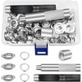 thumbnail image 1 of Grommet Tools 12mm Metal Grommet Sets 100 Set Grommet Kit Eyelets Kit for Canvas Tarp Tent Repair Silver(1/2 Inch), 1 of 5