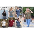 thumbnail image 7 of WellSize Plus Size Women Blouses Casual Button V Neck tunic tops Summer Short Sleeve Shirts, 7 of 7
