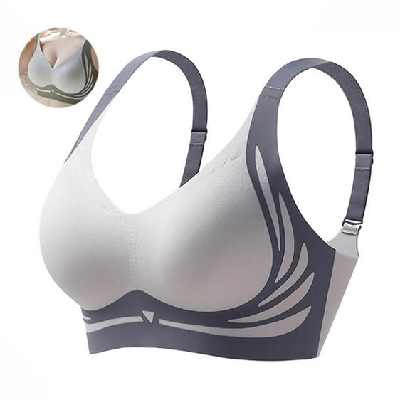 Wireless Bras Women Push Up Adjustable Seamless Bralettes Support Full Coverage Jelly Bra Plus Size Comfy Underwear Blue X-Large