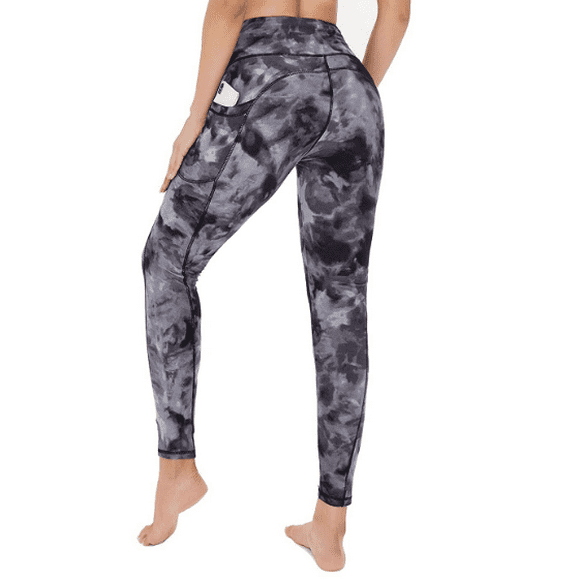 Femmes Taille Haute Course Fitness Yoga Pantalon Noir Cravate-Teinte XL
