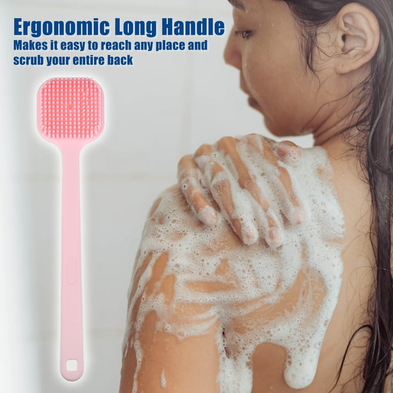 Unique Bargains Soft Bristle Long Handle Bath Body Brush for Shower Back Scrubber Massager