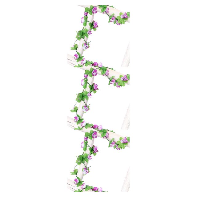 stanreset 2Pcs Artficial Rose Rattan Hanging Vine Fake Plant Home Wedding Party Decor purple 3Set