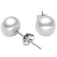 thumbnail image 2 of Earrings for Women 925 Sterling Silver Aaa Genuine Freshwater Cultured Pearl White Button Stud Earrings for Women 10Mm, 2 of 4